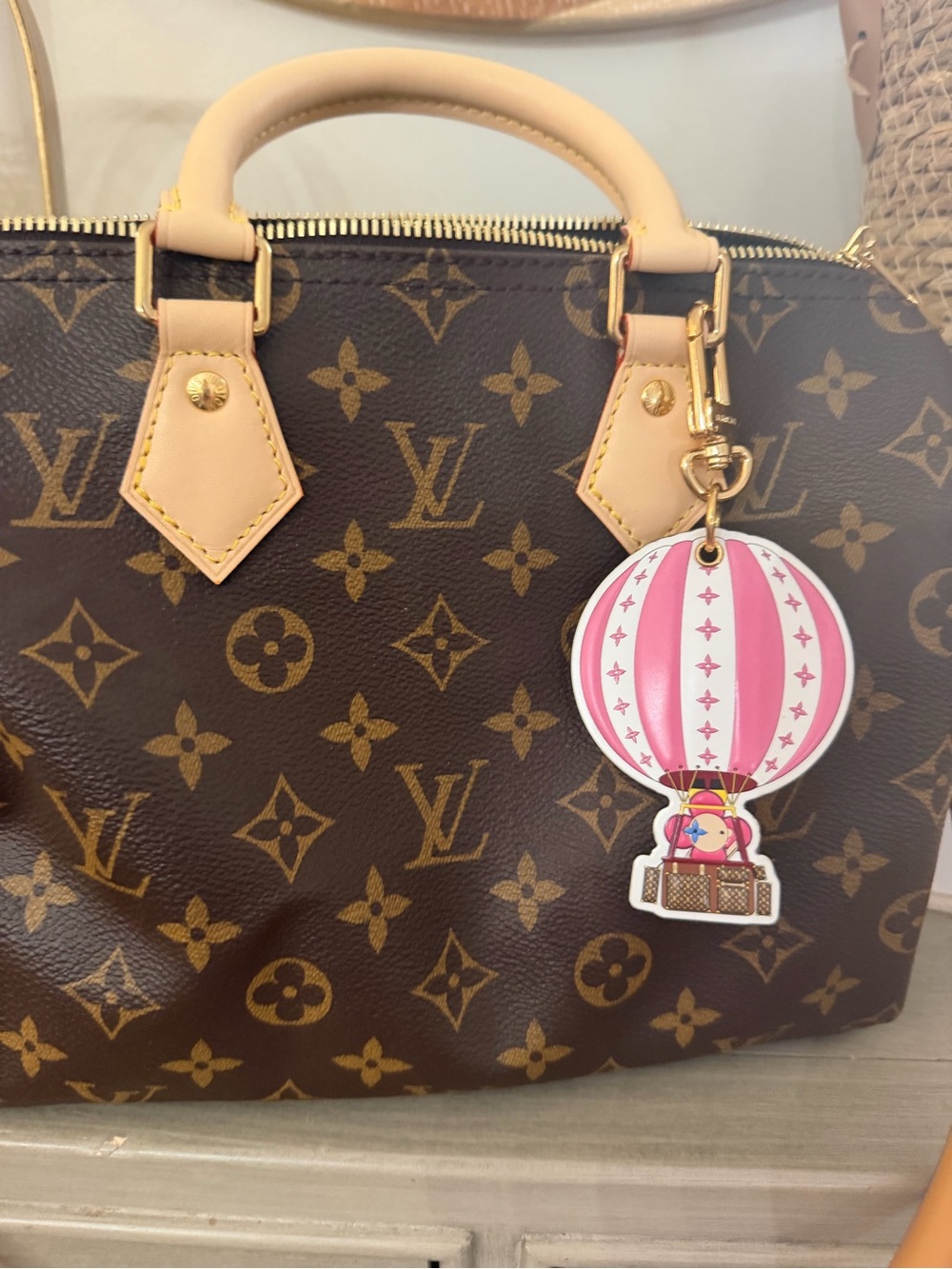 Louis Vuitton Monogram Canvas Satchel with Natural Leather Trim